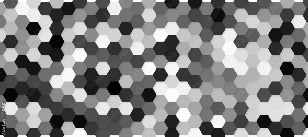 Poster black hexagon pattern on a clean white background, modern and minimalistic design. geometric layout 