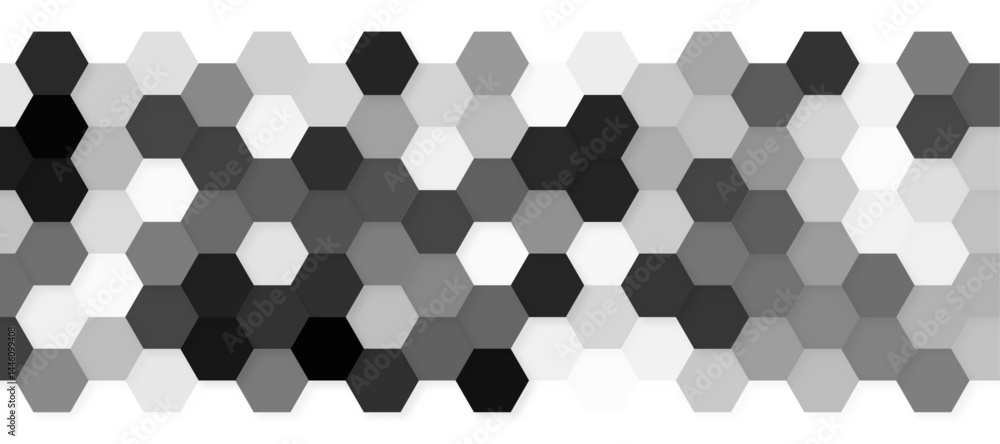 Poster black hexagon pattern on a clean white background, modern and minimalistic design. geometric layout 