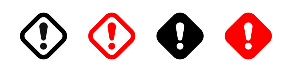 Caution warning signs set. Exclamation marks. Vector illustration.