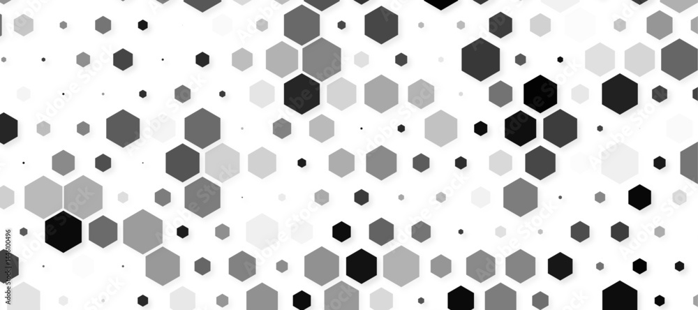 Poster black hexagon pattern on a clean white background, modern and minimalistic design. geometric layout 