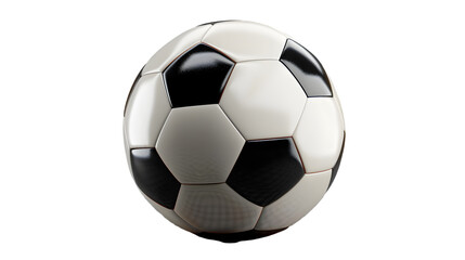 Fototapeta premium A close up shot of a soccer ball with black and white panels on a black dark background in a studio 