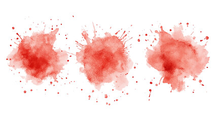 Splash brush red watercolor isolated on white background. Set of watercolor circles red, Colors watercolor paint stains vector backgrounds.