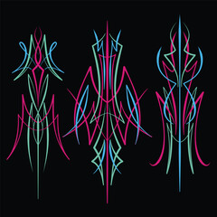 Old school pinstriping designs illustration