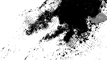 Black white halftone dotted white background. Black spots, splashes and dotted paint marks on a white background. grunge texture of old background	