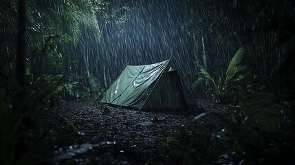 Jungle camping survival rainy night images