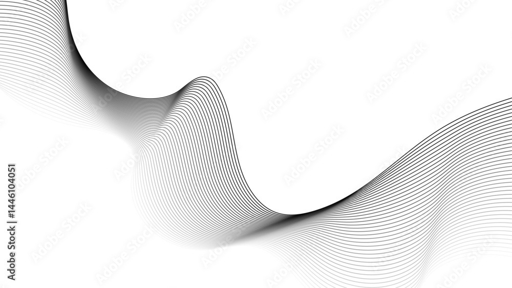 Aufkleber modern abstract white wave digital geometric technology, data science frequency gradient lines on tr