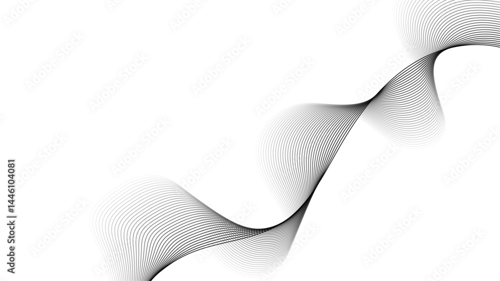 Aufkleber modern abstract white wave digital geometric technology, data science frequency gradient lines on tr