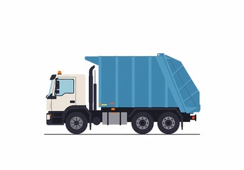 Garbage Truck Vector Illustration on White Background