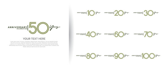 logo anniversary set. green and black color on white background for special event