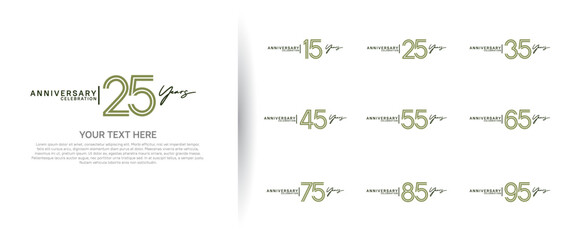 logo anniversary set. green and black color on white background for special event