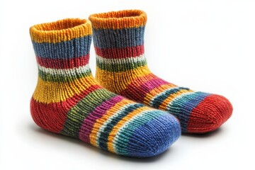 Colorful hand knitted striped socks vibrant wool cozy winter warm soft texture bright colors