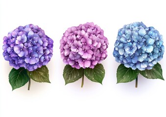 Obraz premium Vibrant hydrangea blooms in varying shades of purple and blue