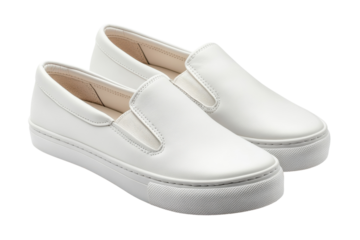 Elegant white leather slip on shoes perfect for summer soft textured look clean background