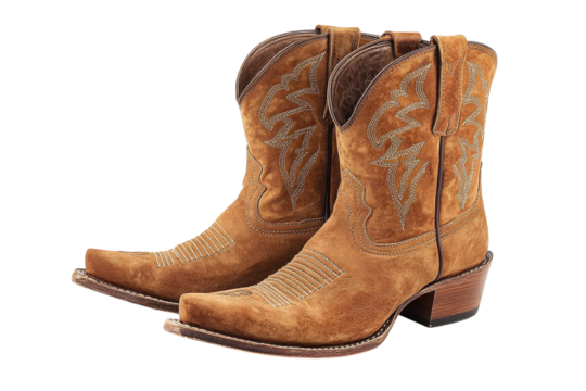 Elegant brown suede cowboy boots intricate stitching classic western style perfect for country