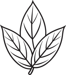  leaves line art, black outline, vector and illustration, coloring book page line art drawing