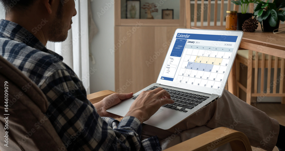 Poster calendar on computer software application for schedule planning for personal organizer and online bu