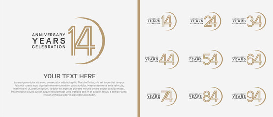 logo anniversary set. brown and black color with swoosh on white background for special event