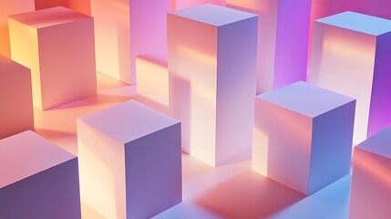 Fototapeta premium Blocks of white matte letters casting dramatic multicolored shadows from side lighting, clean background with an artistic twist,