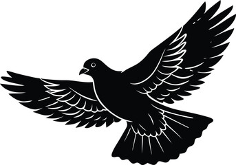 Obraz premium Pigeon Flying Silhouette