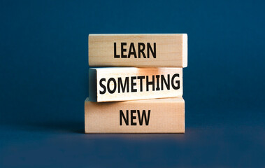 Learn something new symbol. Concept words Learn something new on beautiful block. Beautiful grey table grey background. Business motivational lifestyle learn something new concept Copy space