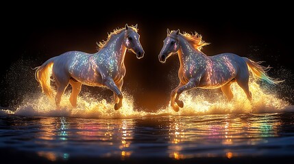 Majestic equines light dance wallpaper