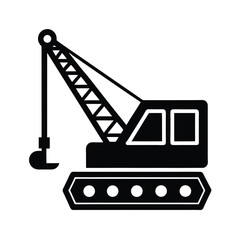 Filled Flat Icon of a Crawler Crane