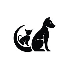 Minimalist Pet Logo Combining Cat and Dog