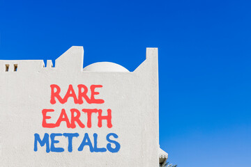 Rare earth metals symbol. Concept words Rare earth metals on beautiful white wall. Beautiful white...