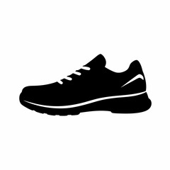Silhouette of a pair of athletic shoes or sneakers isolated on white background