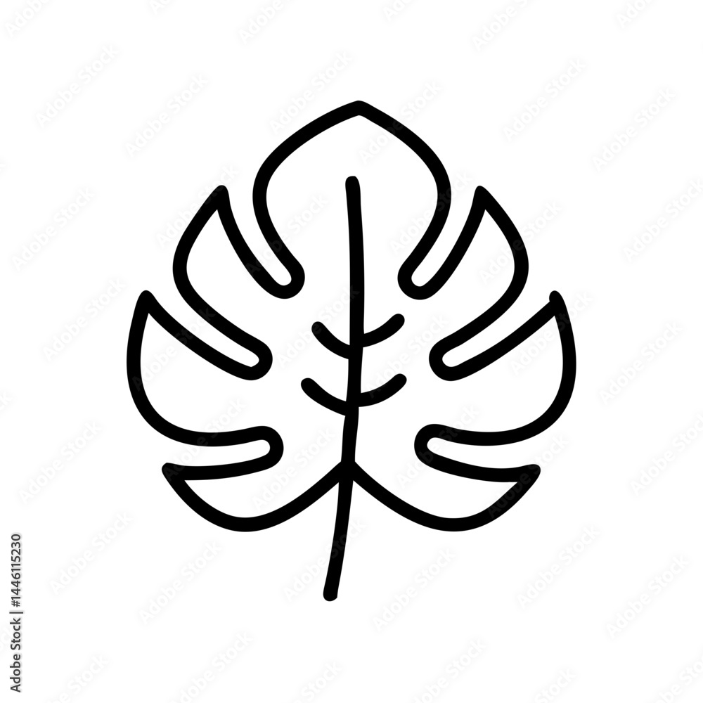 Poster monstera leaf botanical art on transparent background for web and graphic design