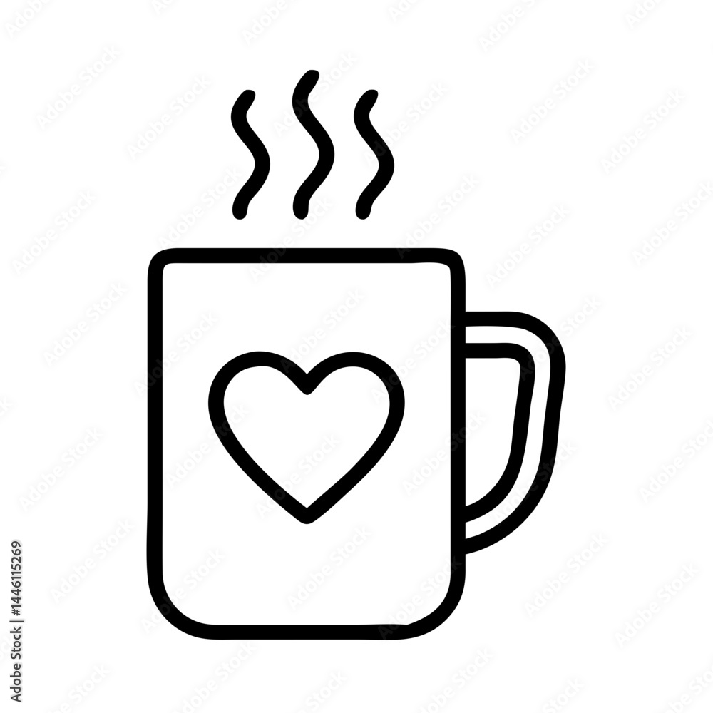 Aufkleber mug with heart graphic design on transparent background for web and graphic design