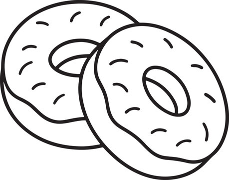 recommend clip art: candy donuts line art, black outline, vector and illustration, coloring book page line art drawing