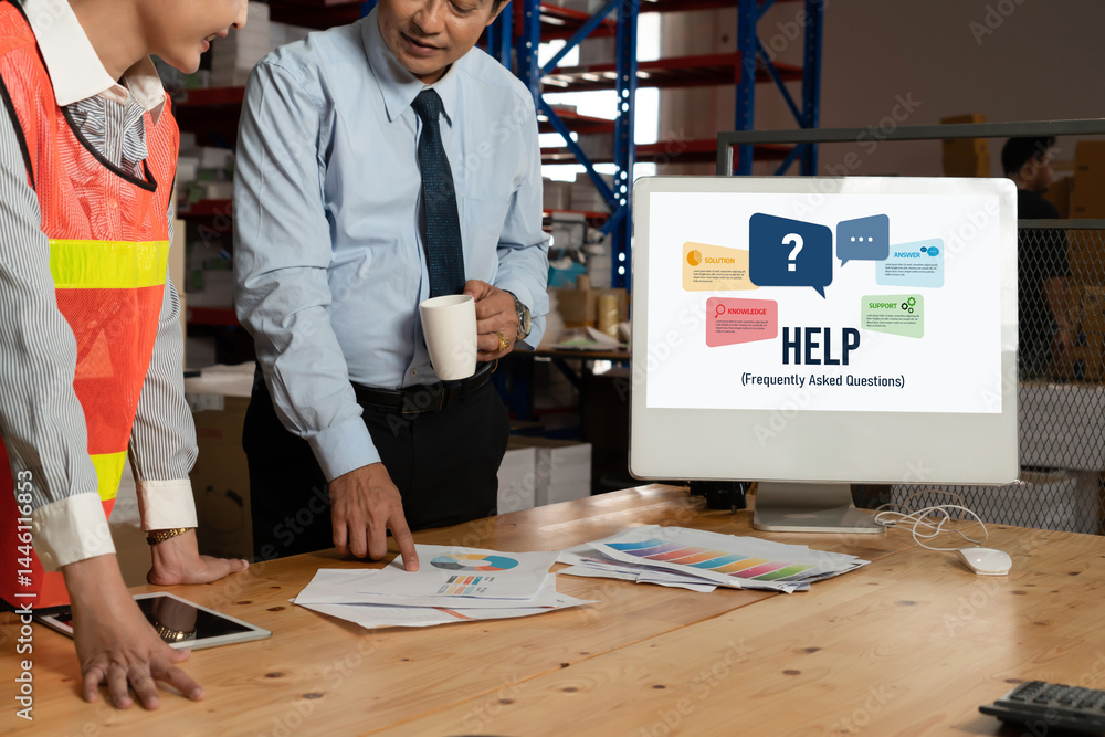 Poster help screen on the website provide answer to faq frequently asked question snugly with knowledge inf