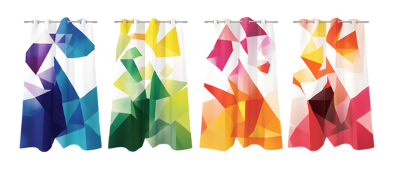 Pack of Geometric Triangle Shower Curtain Against Transparent Background for Bathroom Decor, Textile Prints, or Interior Design
