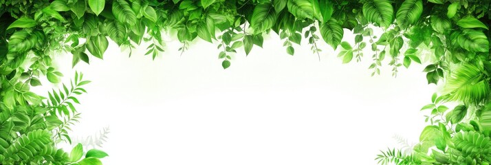 Lush Green Leaf Border with Nature Frame, and Spring.