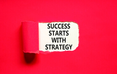 Success starts with strategy symbol. Concept words Success starts with strategy on beautiful white...