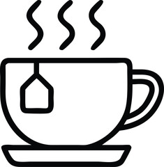 A steaming cup of tea with a teabag resting on a saucer Perfect for relaxation and warmth
