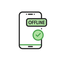 Digital Detox: Offline Mode Icon with Checkmark in Minimalist Style  