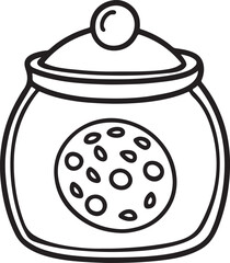 cookie jar line art, black outline, vector and illustration, coloring book page line art drawing
