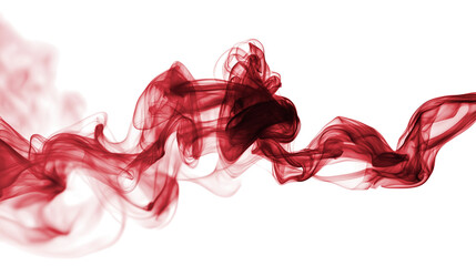 Abstract swirling red smoke  isolated on white transparent background