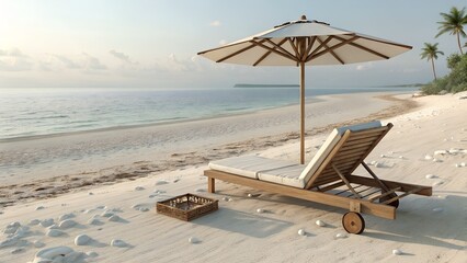 beach chairs and umbrella on the beach