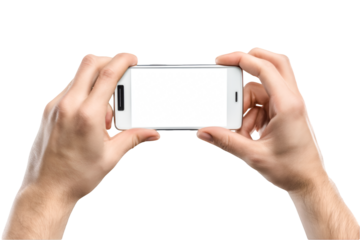 Hands holding smartphone blank screen taking photo ready to capture moment