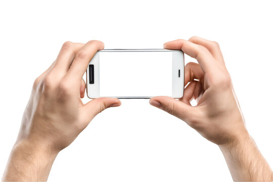 Hands holding smartphone blank screen taking photo ready to capture moment - Powered by Adobe
