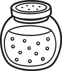 cookie jar line art, black outline, vector and illustration, coloring book page line art drawing