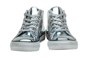 Sparkling silver high top sneakers a dazzling fashion statement bright studio shot clean background