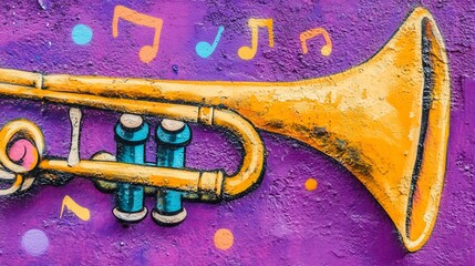Vibrant trumpet mural