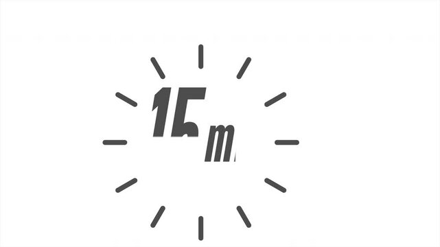 15 minutes. Animated timer, clock, or stopwatch icon. The time stamp. A template for websites, applications, and creative design