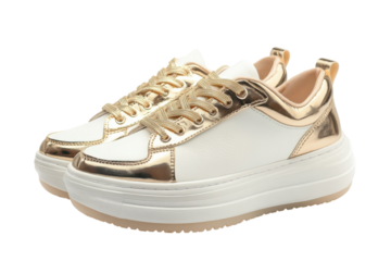Stylish white gold platform sneakers perfect blend of comfort chic style ideal for casual wear