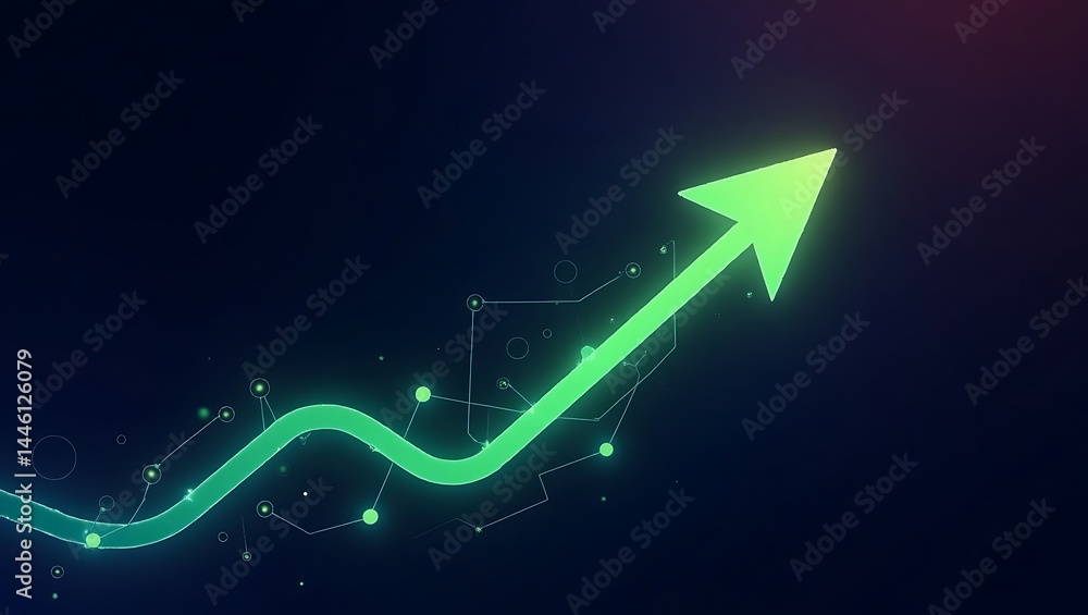 Poster business graph with arrow. generative ai.