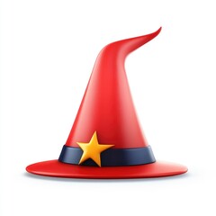 Fototapeta premium A red, pointed witch's hat with a golden star.